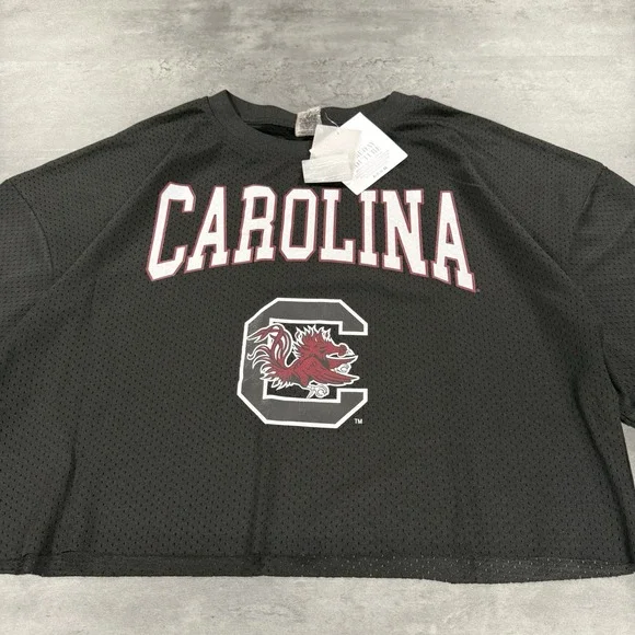 South Carolina Gamecocks Crop Jersey Women XL Black Mesh Baggy Oversized Sports - Picture 2 of 10